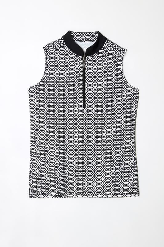 Swing Control Printed Velocity S/L Top - Black/White