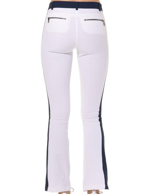 MDC Double Zip Flared Pants - White/Navy(gunmetal zip)