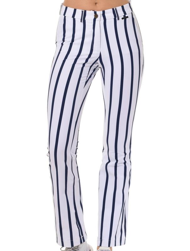 MDC Stripe Flared Chinos - Navy/White