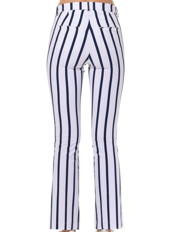 MDC Stripe Flared Chinos - Navy/White