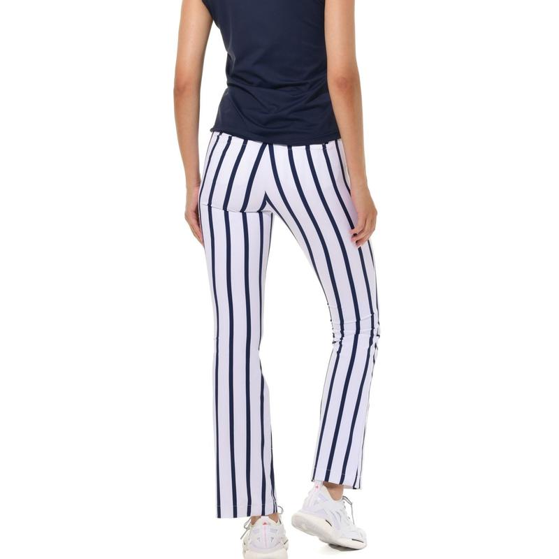 MDC Stripe Flared Chinos - Navy/White