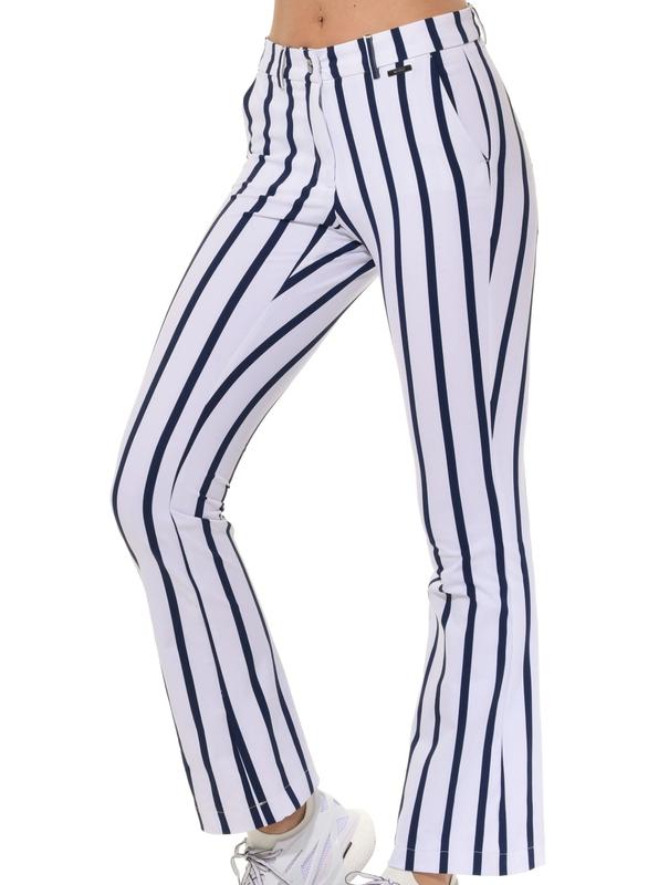 MDC Stripe Flared Chinos - Navy/White