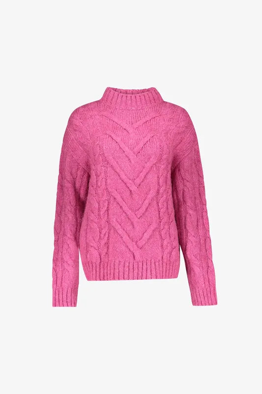 Geisha Long Cable Sweater - Pink