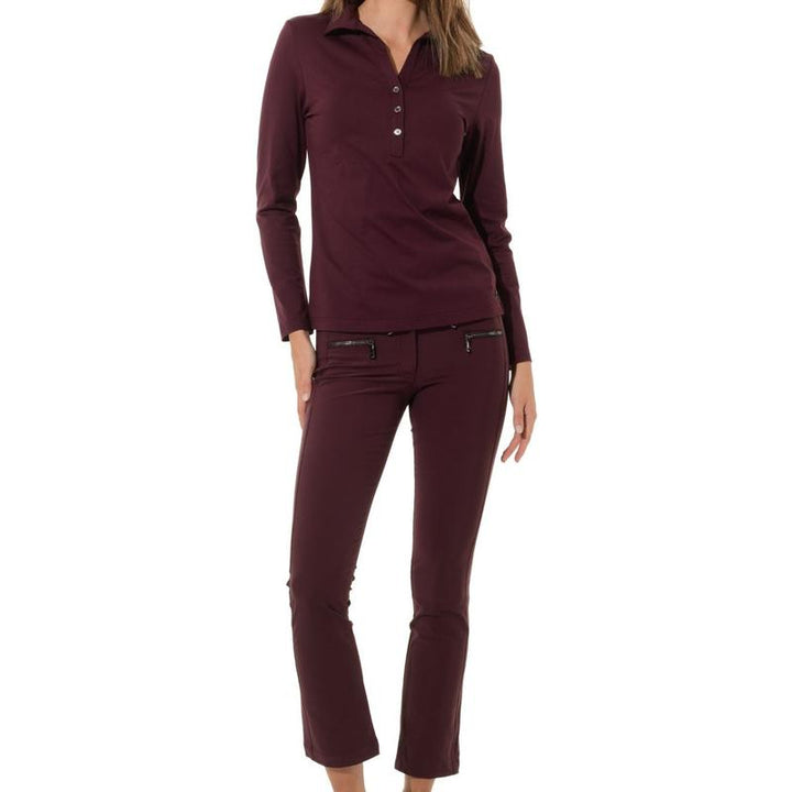 MDC Double Zip Flared Ankle Pants - Burgundy