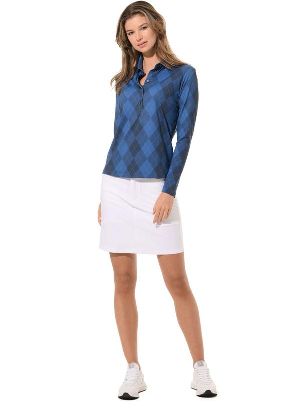 MDC Argyle Print L/S Polo - Blue