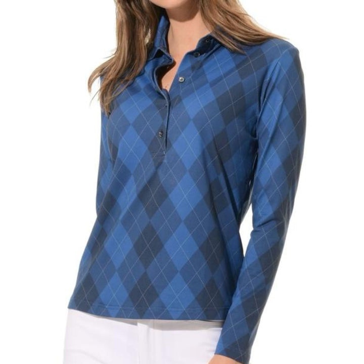 MDC Argyle Print L/S Polo - Blue