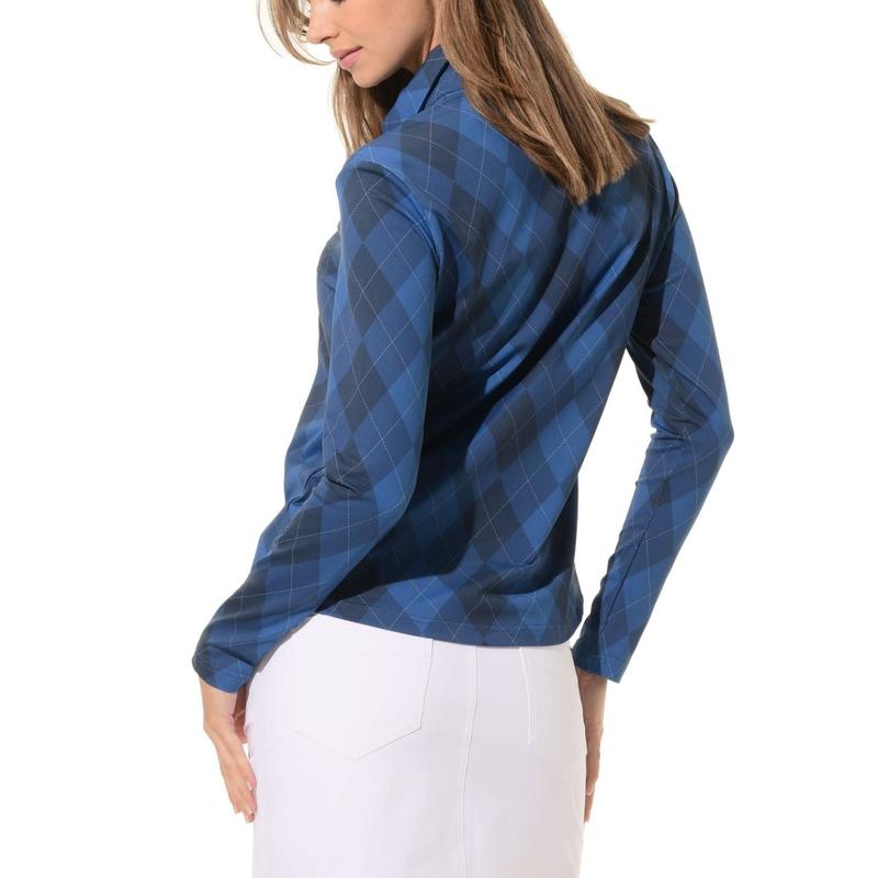 MDC Argyle Print L/S Polo - Blue
