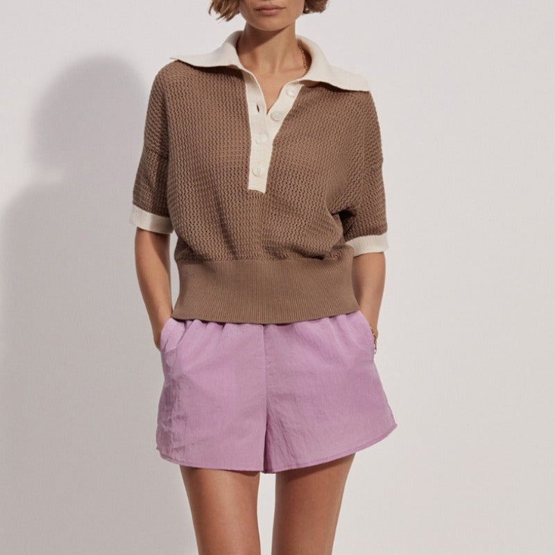 Varley Finch Knit Polo - Taupe