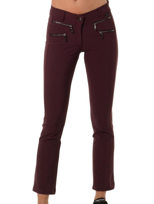 MDC Double Zip Flared Ankle Pants - Burgundy