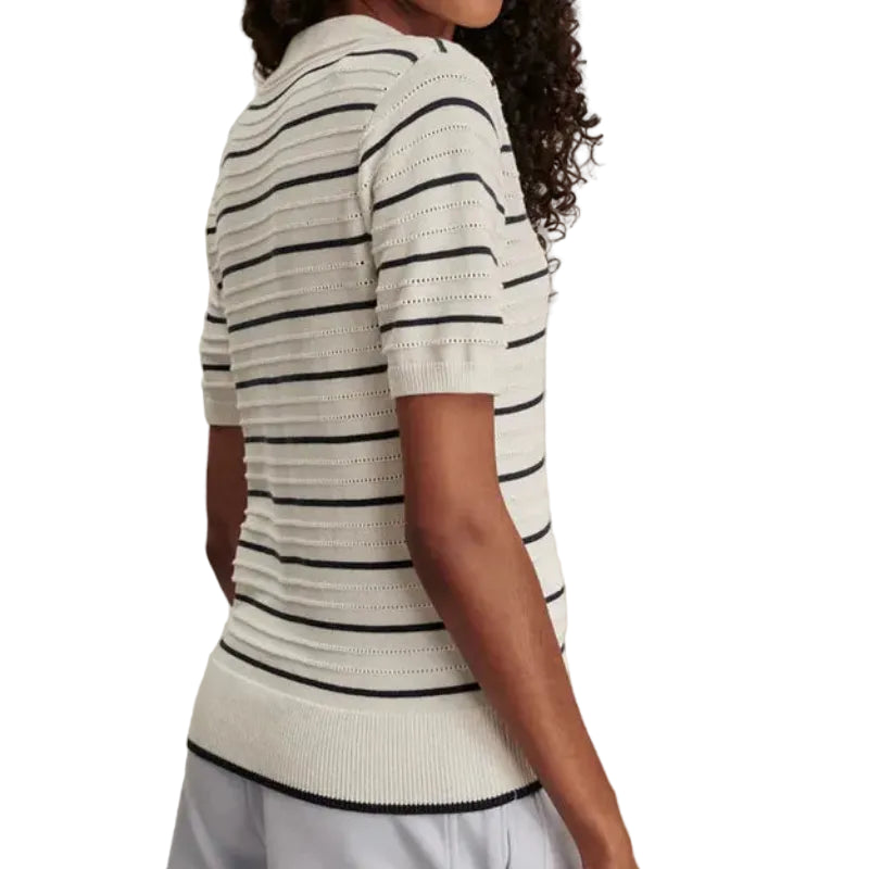 Varley Wren Knit Polo - White/Navy