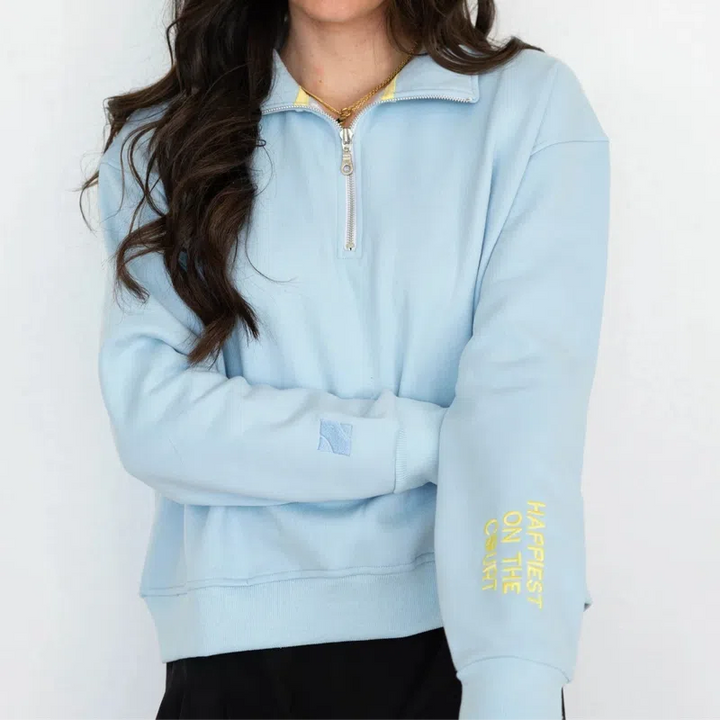 CourtLife Happiest on The Tennis Court Zip Sweatshirt