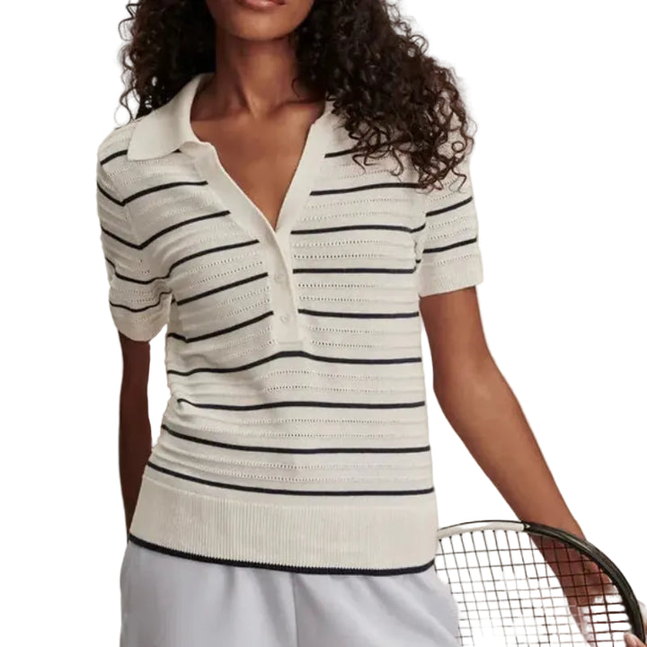 Varley Wren Knit Polo - White/Navy