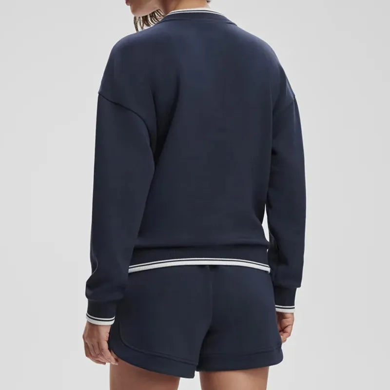 Varley Iona V-Neck Sweat - Navy/White