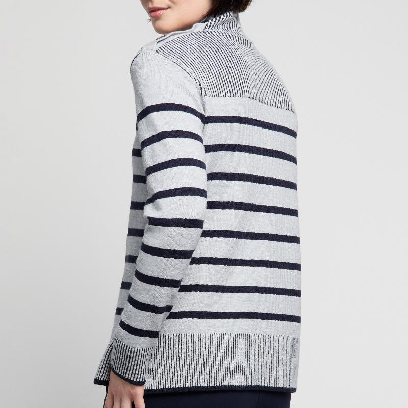 Atelier by Lyse Spenard Button Mock - Grey/Navy