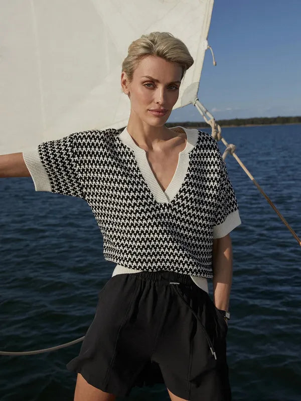 Varley Dora Knit S/S Top - Egret
