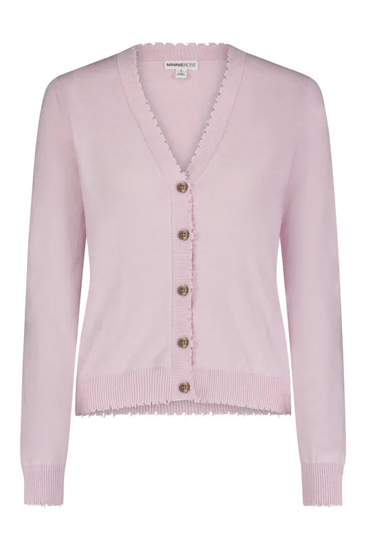 Minnie Rose Frayed Cardigan - Lotus Pink