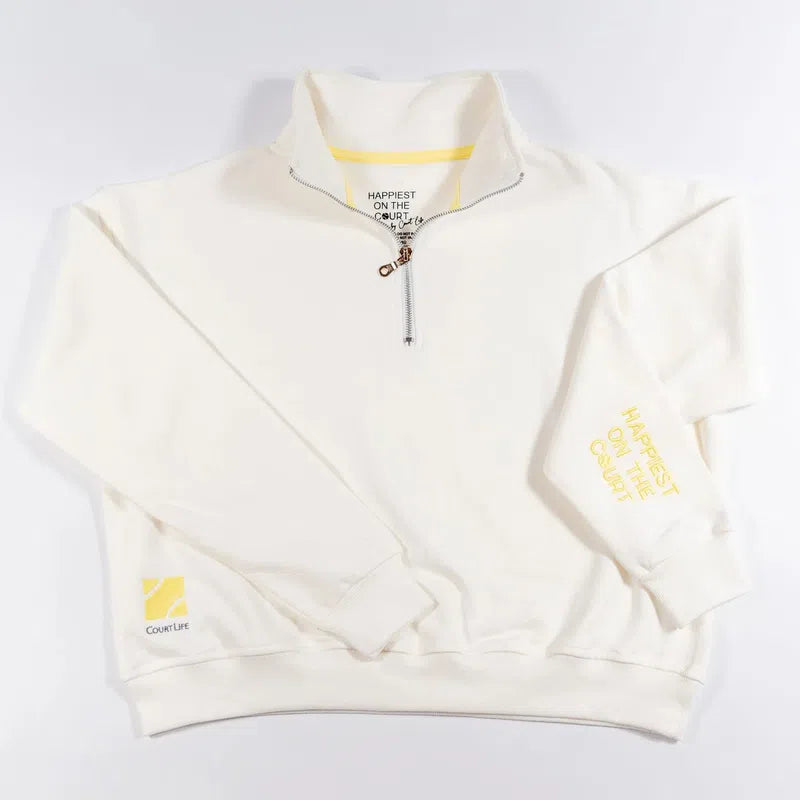 CourtLife Happiest on The Tennis Court Zip Sweatshirt