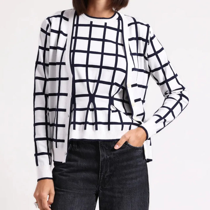 Minnie Rose Cardigan - White/Navy