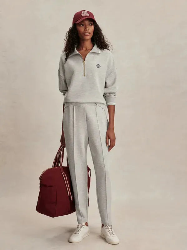 Varley Bertie Zip Sweat - Grey Marl