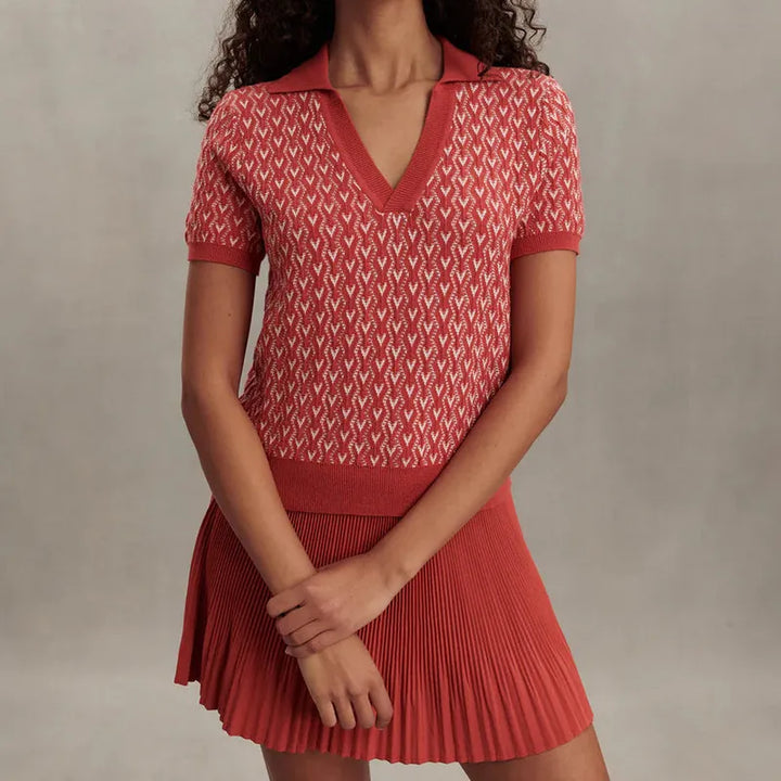 Varley Ezrella Knit Top - Baked Apple Red