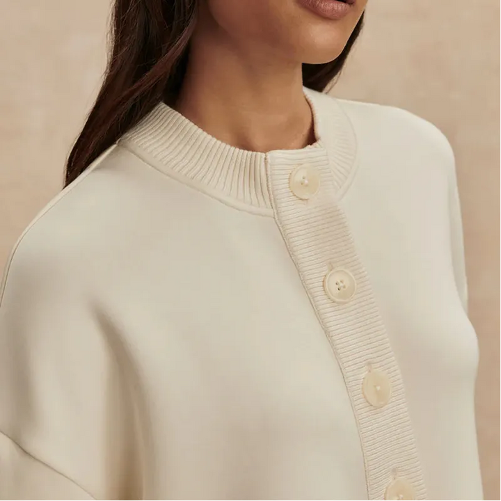 Varley Reena Button Sweat - Pristine Ivory