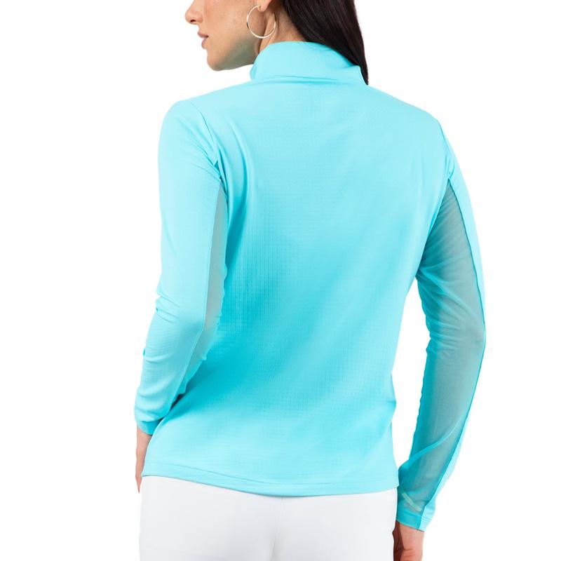 IBKUL Solid L/S Mock Neck Top - Seafoam