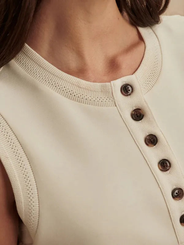 Varley Marla Button Tank - Pristine Ivory