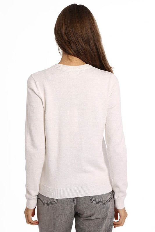 Minnie Rose Tennis Sweater - White