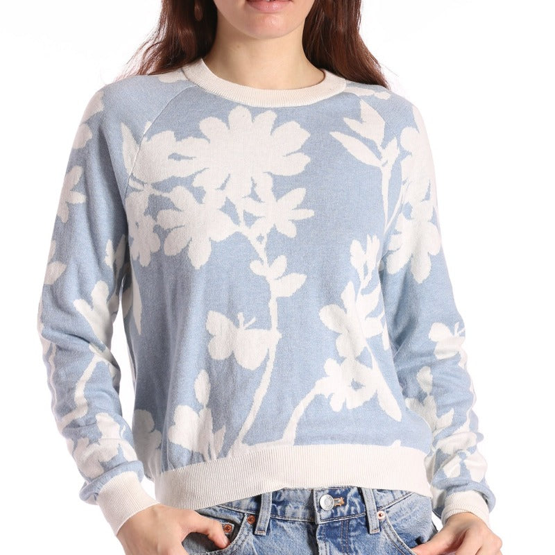 Minnie Rose Floral Reversible Sweater - Fresco Blue