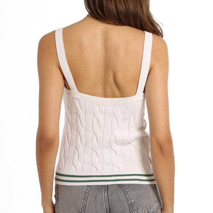 Minnie Rose Cable Tank - White/Green