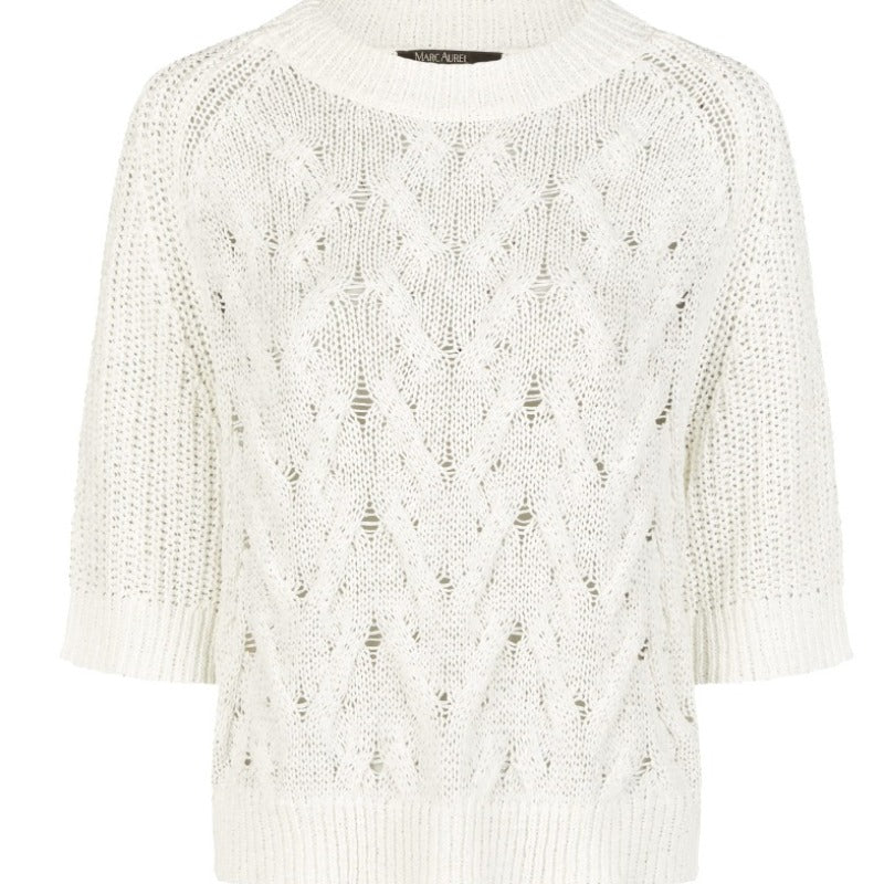 Marc Aurel Cable S/S Sweater - White