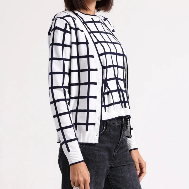 Minnie Rose Cardigan - White/Navy