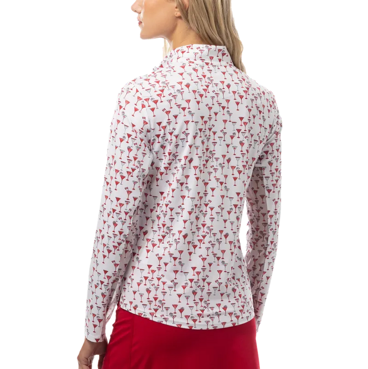 SanSoleil SolCool O'Canada L/S Mock - White/Red