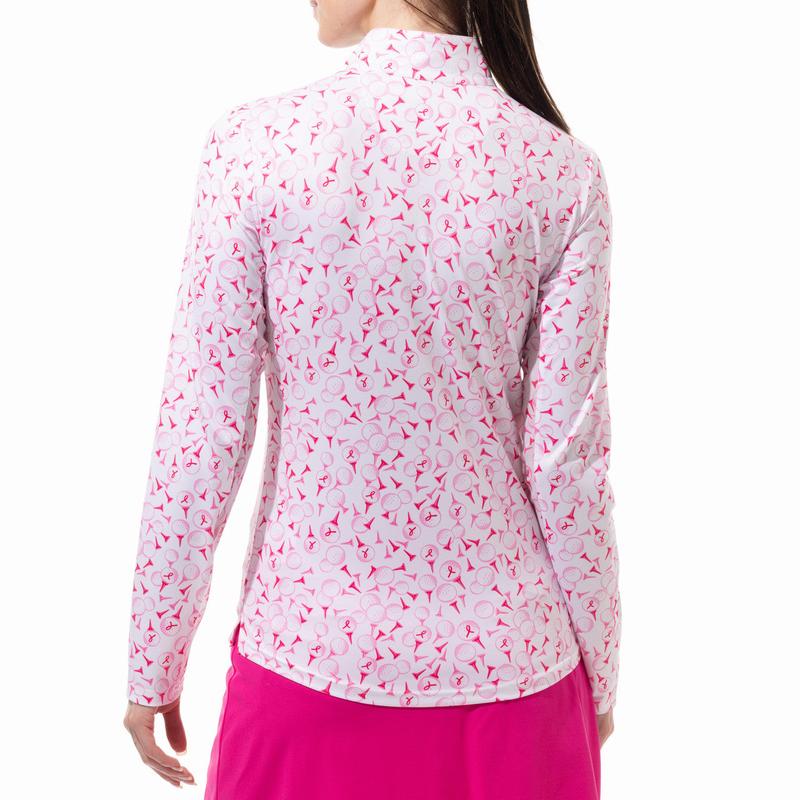 SanSoleil SolCool Play 4 Pink L/S Mock - White/Pink
