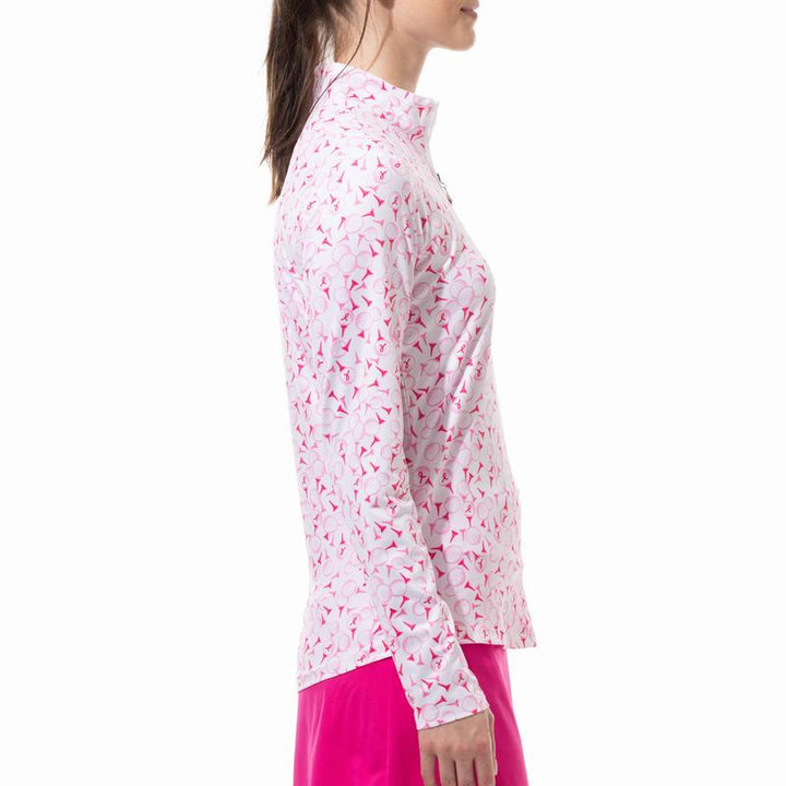 SanSoleil SolCool Play 4 Pink L/S Mock - White/Pink