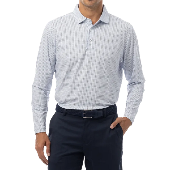 SanSoleil Men's Soltek Ice L/S Polo - Peri/Navy