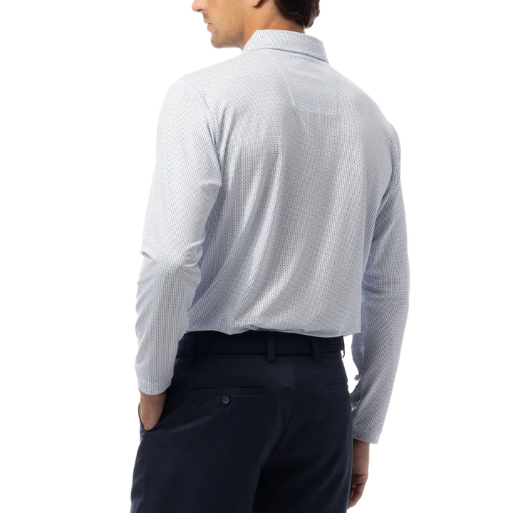 SanSoleil Men's Soltek Ice L/S Polo - Peri/Navy