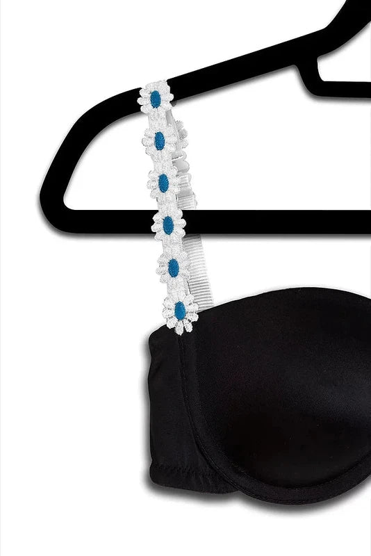 strap-its Basic Convertible Bra - White/Turquoise Flower Strap