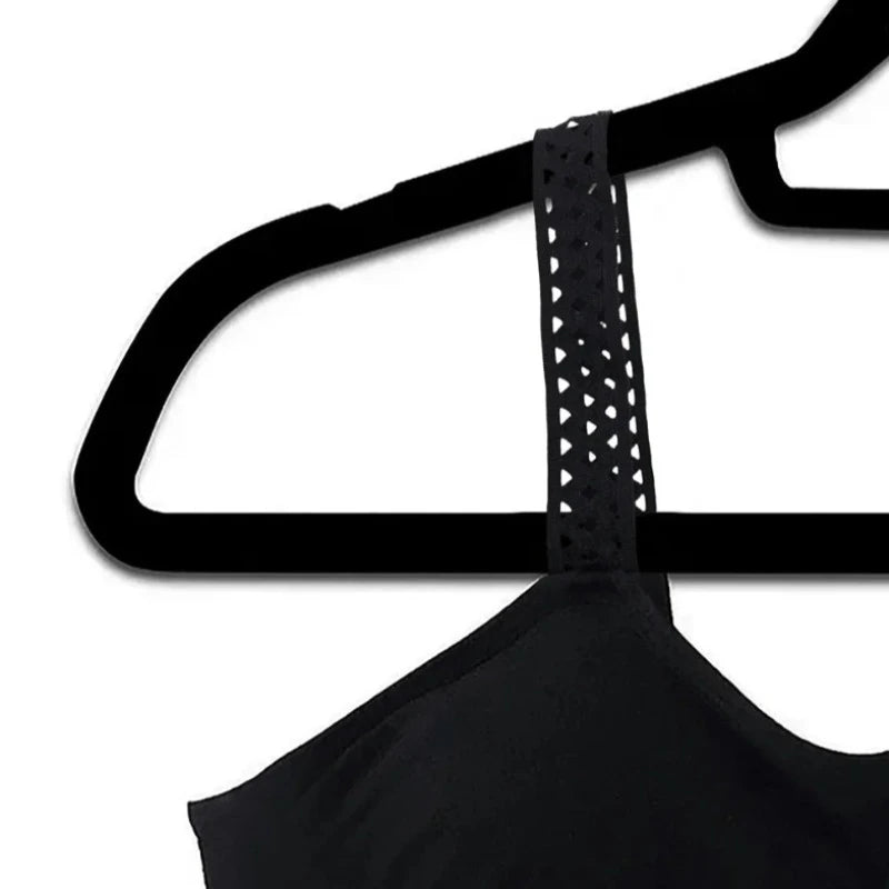 strap-its plus size Basic Bra (attached strap) - Black/Lattice