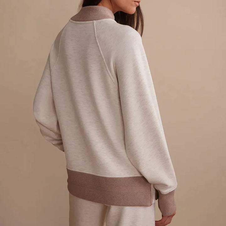 Varley Loxley Raglan Sweat - Ivory/Taupe Marl