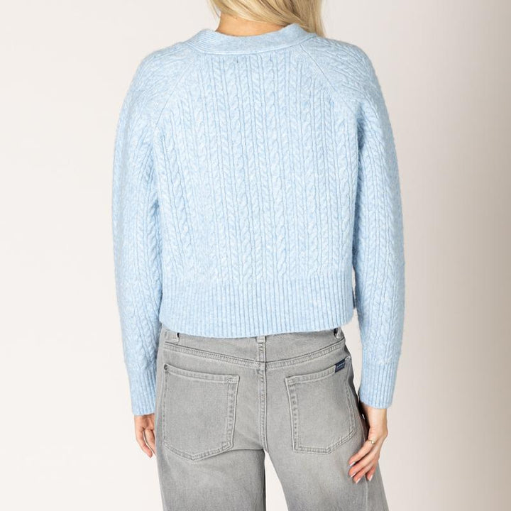 Lyla & Luxe Adina Cable Cardigan - Light Blue