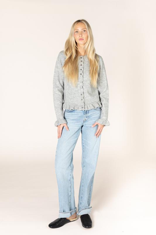 Lyla & Luxe Annora Ruffle Cardigan - Sterling Grey