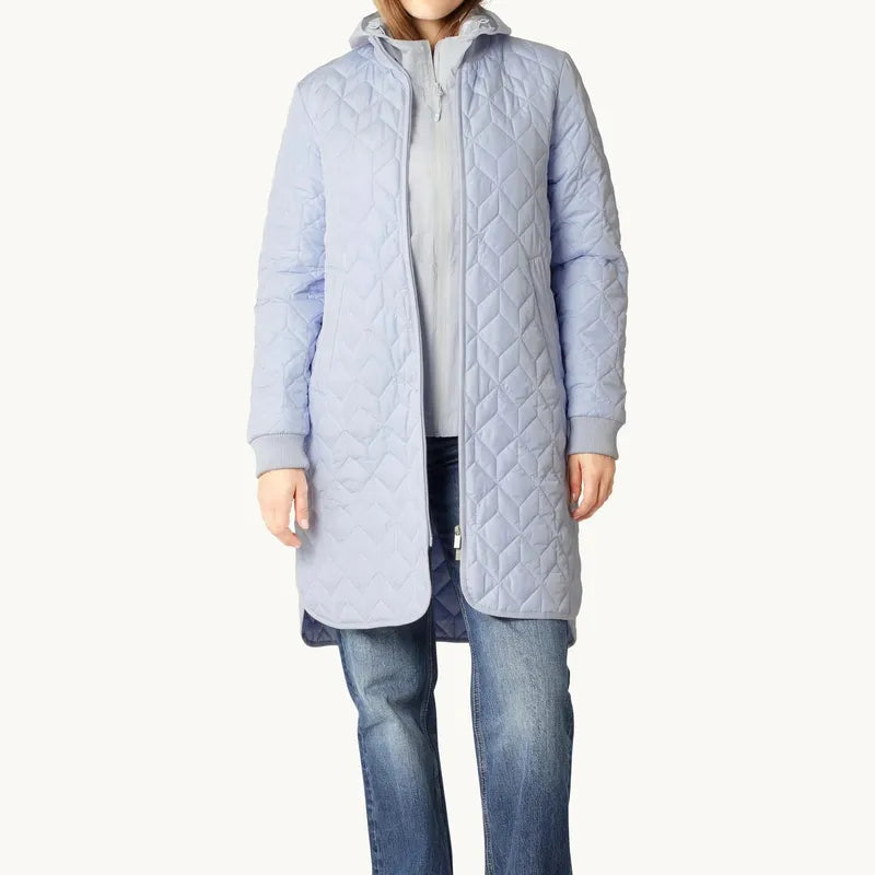 Ilse Jacobsen Long Quilted Coat - Heather Blue