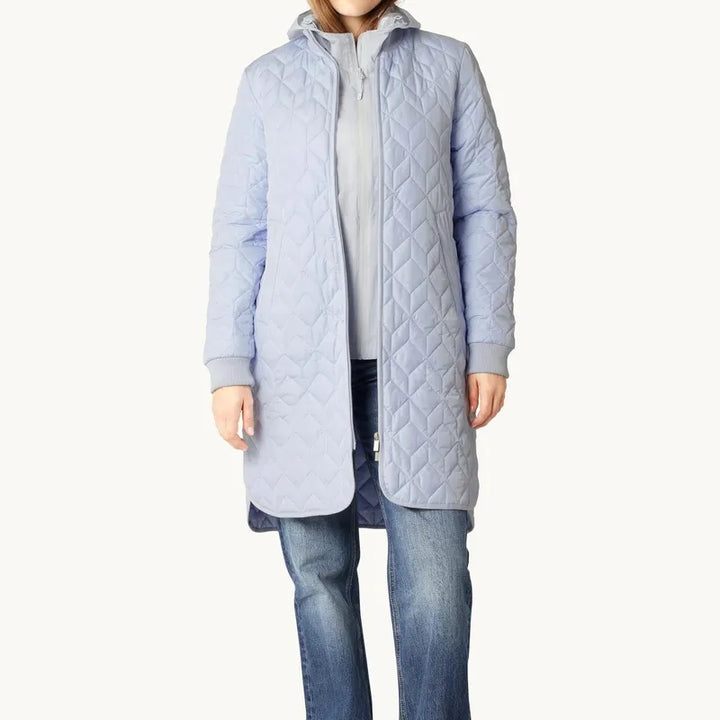 Ilse Jacobsen Long Quilted Coat - Heather Blue