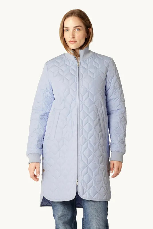 Ilse Jacobsen Long Quilted Coat - Heather Blue