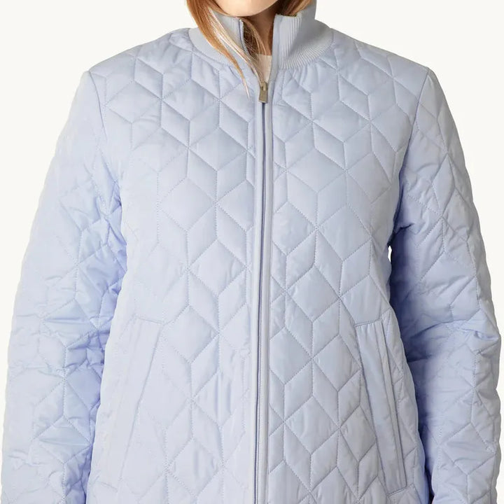 Ilse Jacobsen Long Quilted Coat - Heather Blue