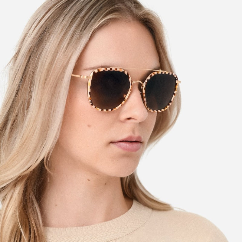Krewe Austin Polarized Sunglasses - 18K Titanium/Caffe Dolce