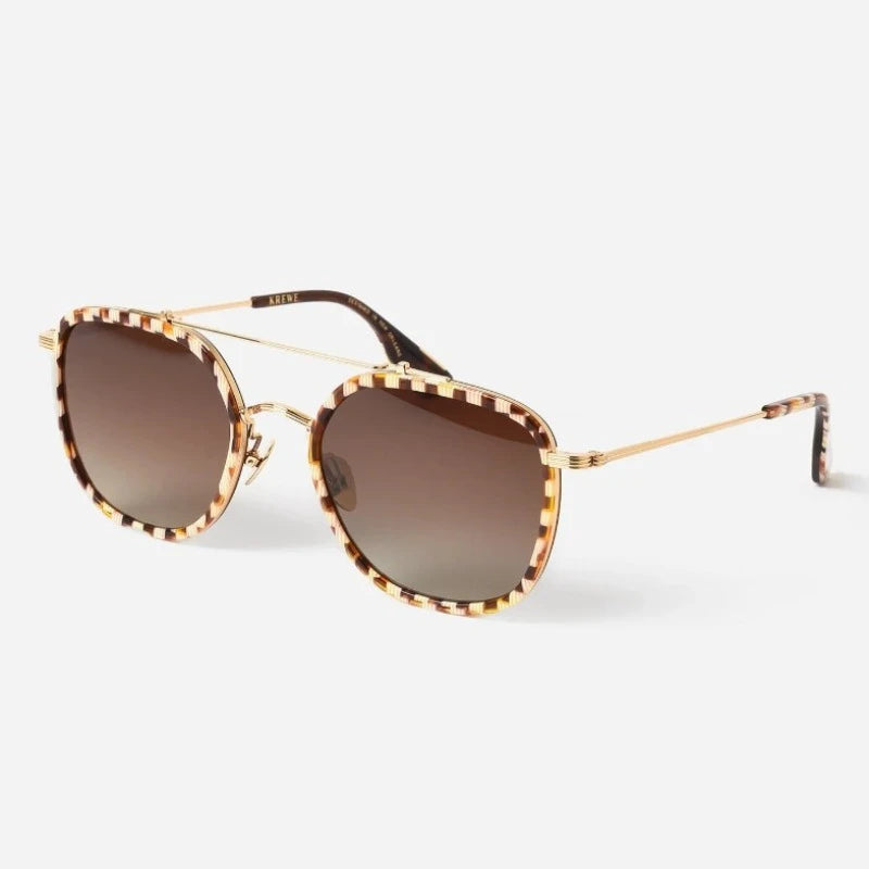 Krewe Austin Polarized Sunglasses - 18K Titanium/Caffe Dolce