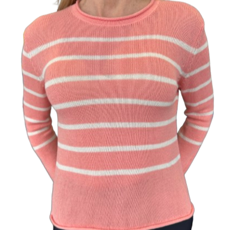 Alashan Cashmere Charlotte Sweater - Guava/White