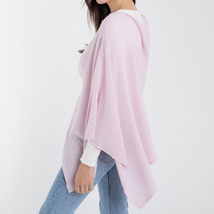 Alashan Cashmere Pearl Trim Topper - Beach Pink